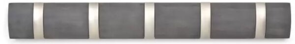 Dřevěný věšák na zeď Umbra Flip 3 s kovovými háčky | šedohnědý Typ: 5 háčků