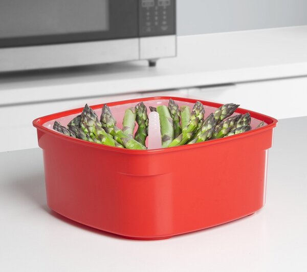 Sistema Napařovací krabička na zeleninu a ryby Microwave steamer 2,4 l, červená