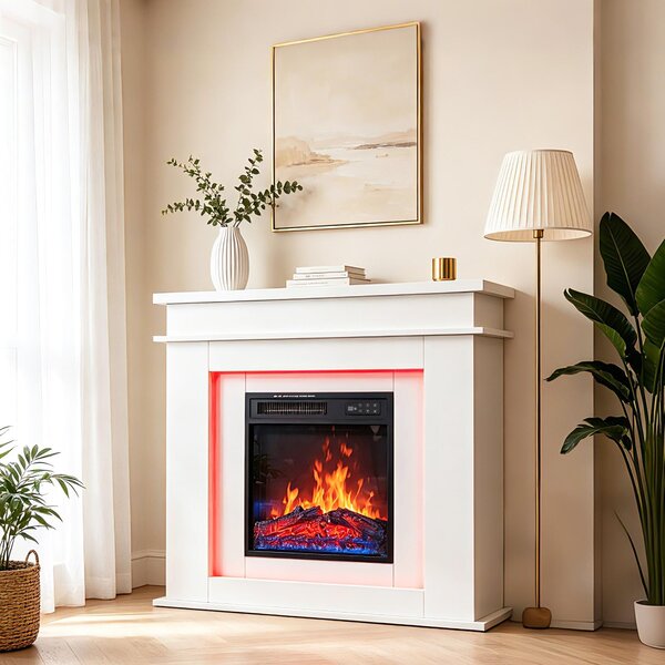 HOMAVO ambientní elektrický krb – elektrický krb s topením 900/1800 W, funkce časovače, ochrana proti přehřátí