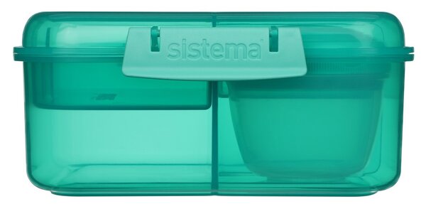 Sistema Dělený svačinový box Lunch Bento Cube s nádobou na jogurt a 2 tácky 1,25 l, mátová