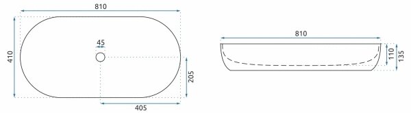 REA-U8404 - Umyvadlo na desku CLEO 41x81 cm keramika/bílá/dekor mramoru