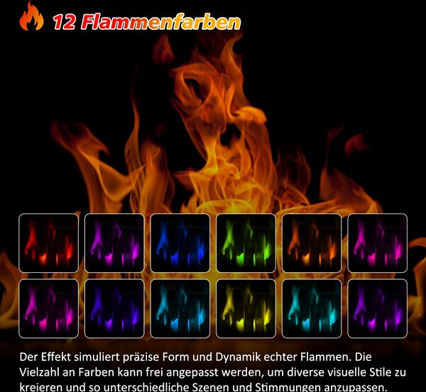 HOMAVO elektrický krb 23 palců s vytápěním – 1000/2000 W – volně stojící nebo vestavný – vícebarevné 3D plameny – dálkové ovládání a časovač – včetně