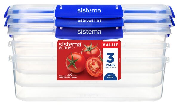 Sistema Sada 3 ks vodotěsných krabiček na potraviny KLIP IT PLUS 4 klipy 2,2 l