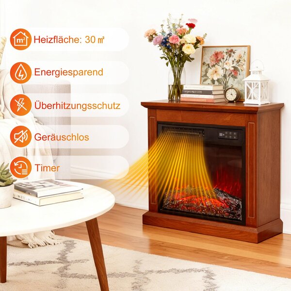 HOMAVO18'' Elektrický krb s topením - 900/1800 W - 3D barvy plamenů - časovač - včetně skříňky