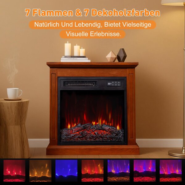 HOMAVO18'' Elektrický krb s topením - 900/1800 W - 3D barvy plamenů - časovač - včetně skříňky