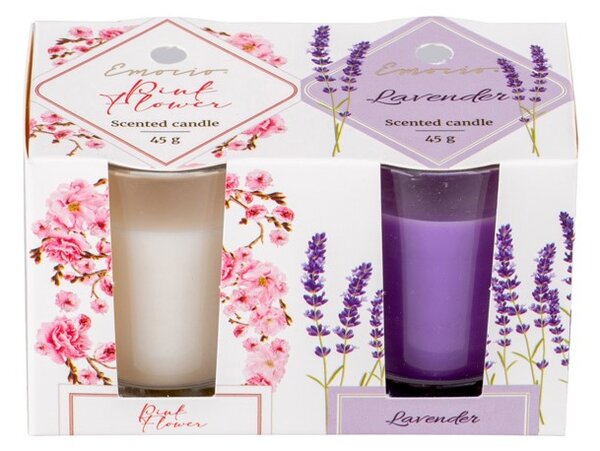 Emocio vonná svíčka ve skle Pink Flower & Lavender 2 ks v krabičce 52x65mm