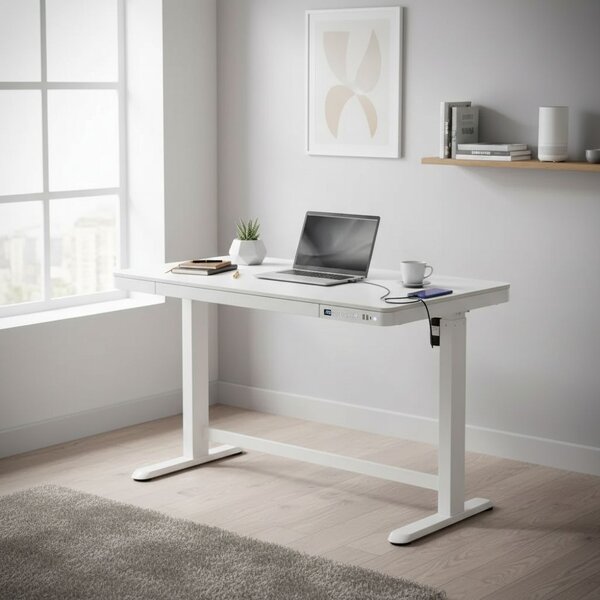 Výškově nastavitelný stůl OfficeTech 2, 120 x 60 cm, bílá