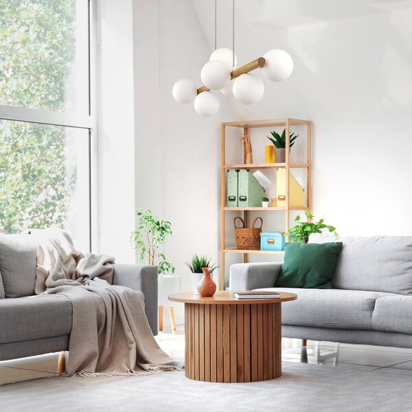 TK Lighting Závěsný lustr Estera Wood s dekorem dřeva pro žárovku 7x G9 TK5905
