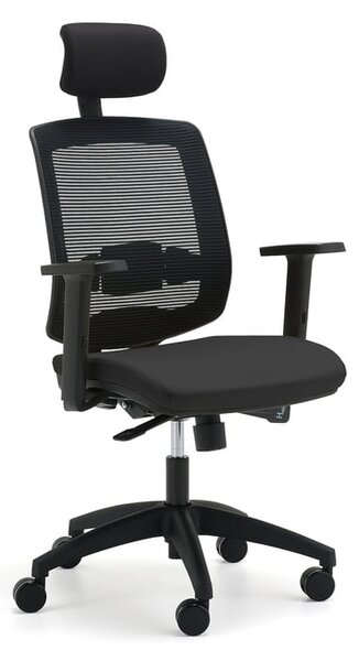 AJ Produkty Kancelářská židle STANLEY, s područkami a opěrkou hlavy, černá