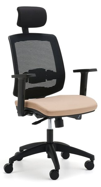 AJ Produkty Kancelářská židle STANLEY, s područkami a opěrkou hlavy, béžová
