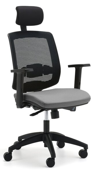 AJ Produkty Kancelářská židle STANLEY, s područkami a opěrkou hlavy, světle šedá