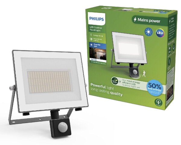 Philips Lois UltraEfficient venkovní LED reflektor Flood Light se senzorem 24W 4450lm 3000K IP65, antracit