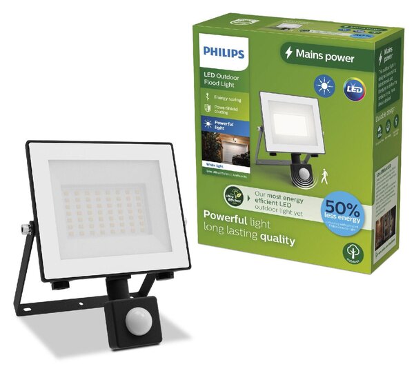 Philips Lois UltraEfficient venkovní LED reflektor Flood Light se senzorem 14W 2600lm 3000K IP65, antracit