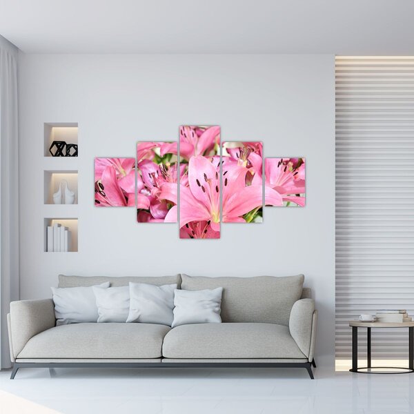 Obraz - Růžové lilie (125x70 cm)