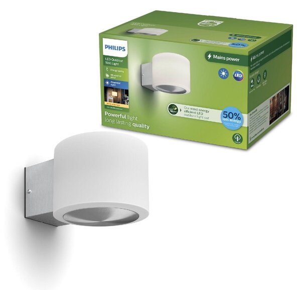 Philips Otis UltraEfficient venkovní nástěnné LED svítidlo 4,3W 800lm 2700K IP44, nerezové