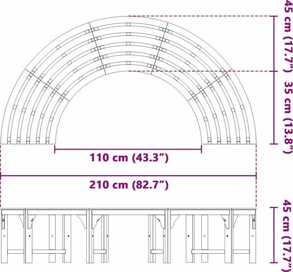VidaXL Stromová lavička 4 -Seater Přírodní [4108061] Velikost: Ø 160 cm