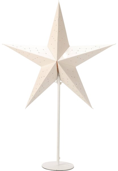 Dekrační hvězda z papíru, kovový stojan, 36 cm, bílá