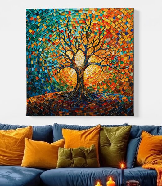 Obraz na plátně - Strom života Kaleidoskop přírody FeelHappy.cz Velikost obrazu (šířka x výška): 40 x 40 cm