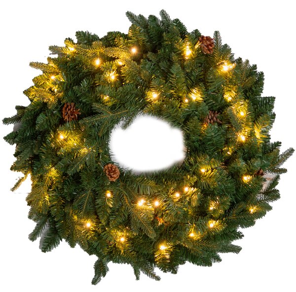 Vánoční LED věnec s borovými šiškami, Ø 60 cm