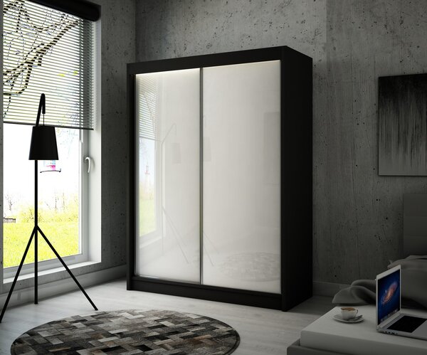 Kvalitní Šatní Skříň Peak 120 cm Bílá Černý mat