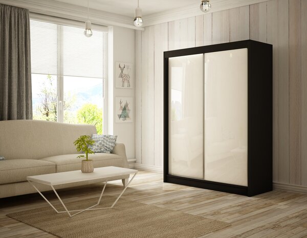 Kvalitní Šatní Skříň Peak 120 cm Bílá Černý mat