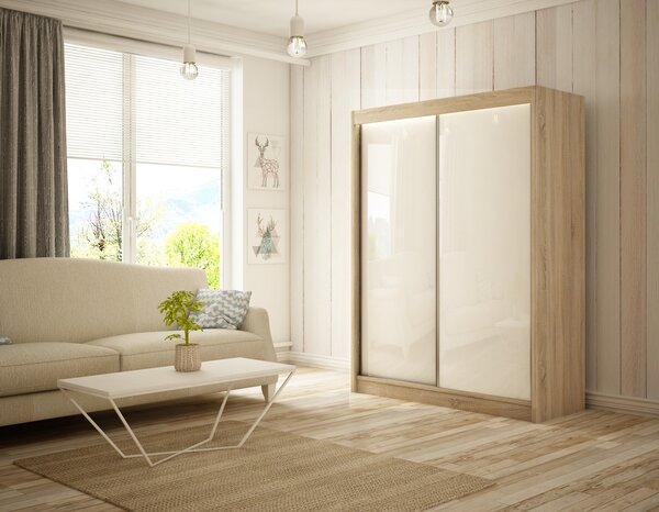 Kvalitní Šatní Skříň Peak 120 cm Bílá Černý mat
