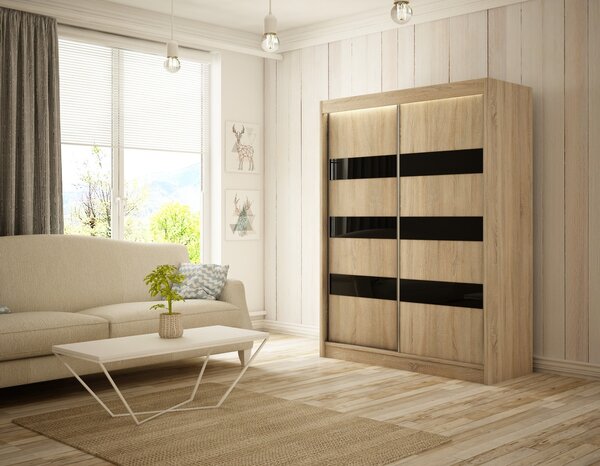 Kvalitní Šatní Skříň Solit 200 cm Černý Mat