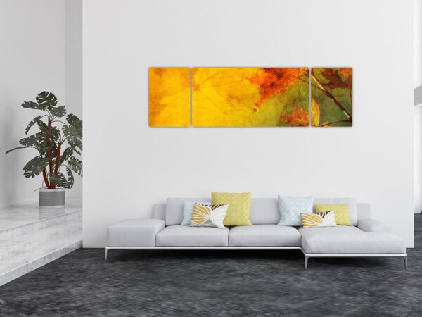 Obraz - Podzimní listy (170x50 cm)
