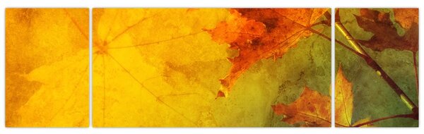 Obraz - Podzimní listy (170x50 cm)