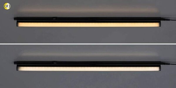 Rabalux 78013 BAREG - Kuchyňské podlinkové svtítidlo s vypínačem v černé barvě, LED 8W, 700lm, 3000/4000K, 59cm (LED černé svítidlo pod kuchyňskou linku s kabelem do zásuvky)