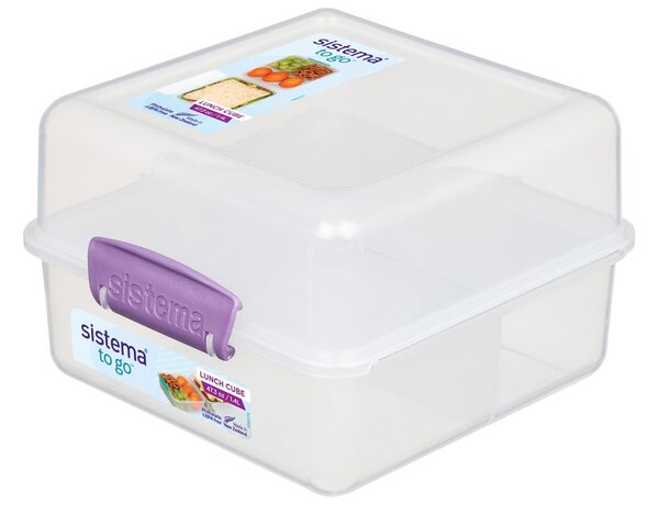 Sistema Dělený svačinový box Lunch Cube s 2 oddíly 1,4 l, fialová