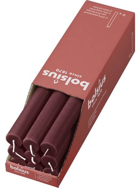 Bolsius Rustic Domácí 23x270mm Velvet Red, bordó svíčka