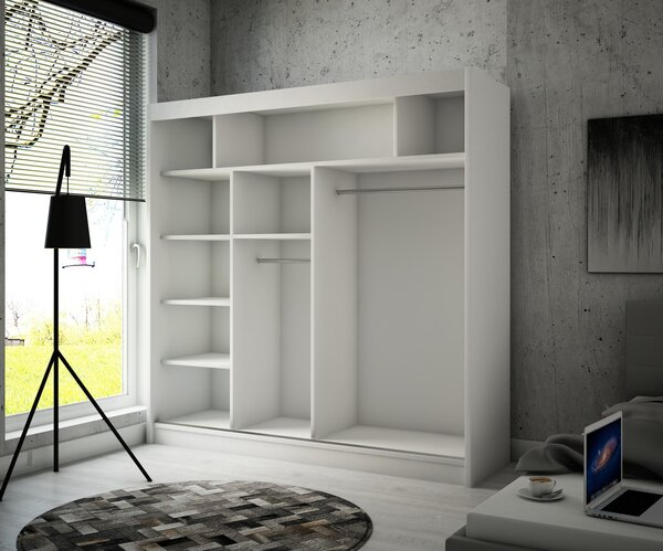 Kvalitní Šatní Skříň Solit 200 cm Černý Mat