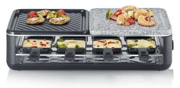 Elektrický raclette gril Severin RG 2366 Black Line – 1300 W, přírodní