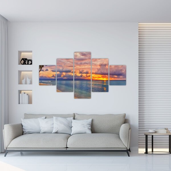 Obraz - Západ slunce na pláži (125x70 cm)