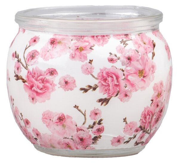 Emocio Sklo Dekor Pink Flower, vonná svíčka 70x62 mm