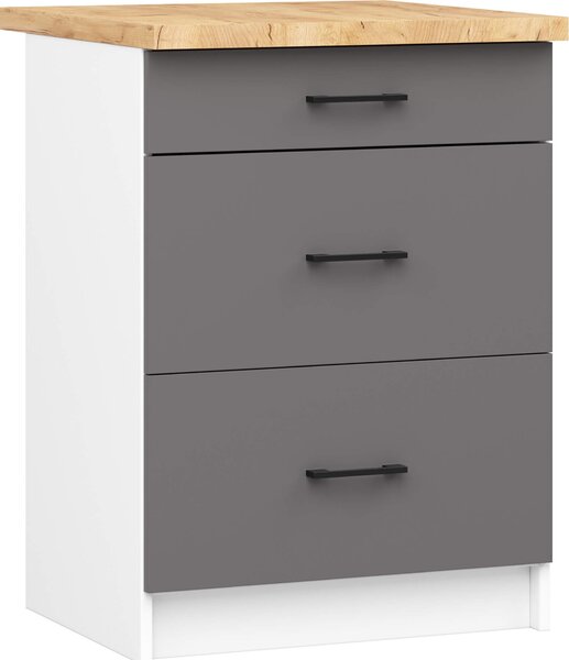 Kuchyňská linka s pracovní deskou OLIWIA Bílá, grafitově šedá Š60xV85xH46 cm