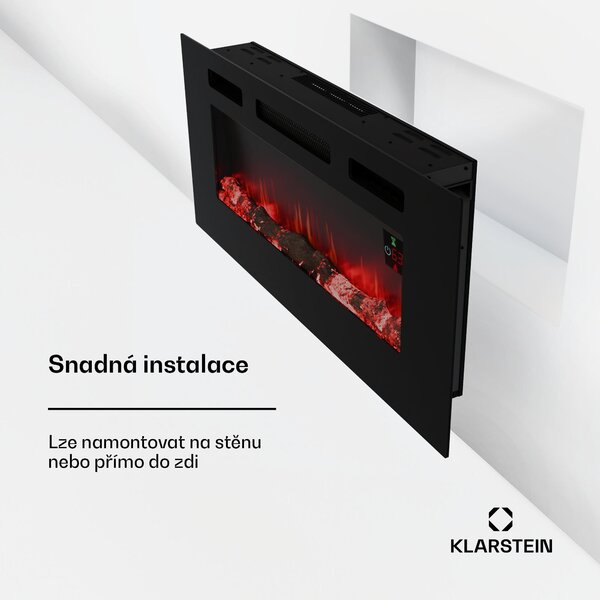 Klarstein Inteligentní elektrický krb Galeras, 2 nastavení teploty, 16 - 30°| Iluze plamene LED, Možnost připojení k IOT