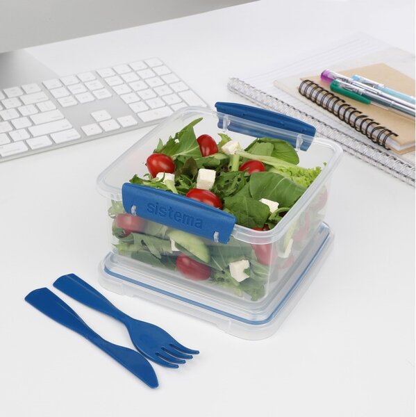 Sistema Svačinový box s příborem To Go Lunch Plus 1,2 l, modrá