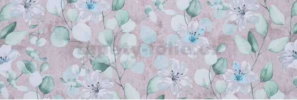 Ubrus PVC 3581441, metráž, 20 m x 140 cm, lilie s listy na šedém podkladu, IMPOL TRADE