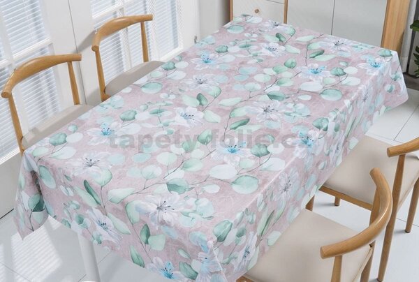 Ubrus PVC 3581441, metráž, 20 m x 140 cm, lilie s listy na šedém podkladu, IMPOL TRADE