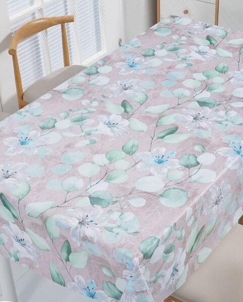 Ubrus PVC 3581441, metráž, 20 m x 140 cm, lilie s listy na šedém podkladu, IMPOL TRADE