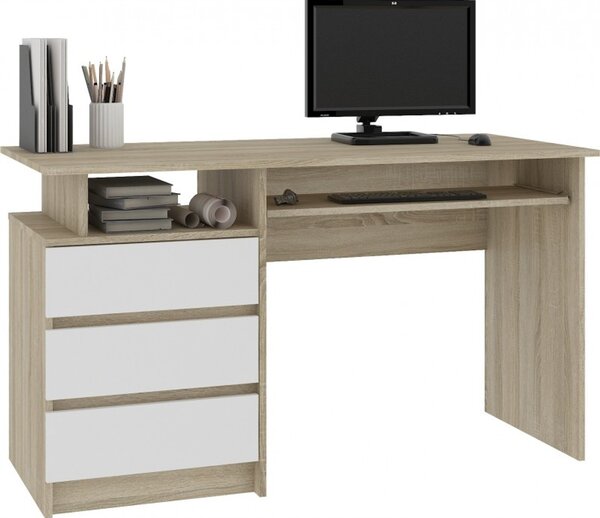 Počítačový stůl CLP 135cm Sonoma/bílá