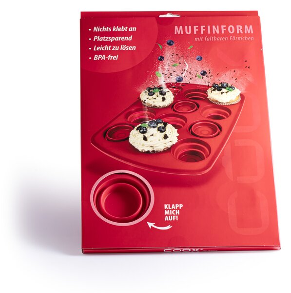 Silikovová forma na 12 muffinů, coox Barva: Červená
