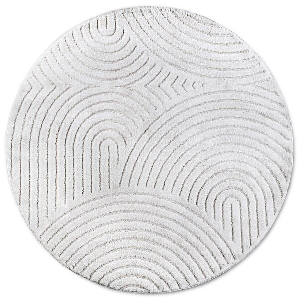 ELLE Decoration, Kusový koberec New York 106203 White kruh, 160x160 (průměr) kruh, bílá, chodba / předsíň