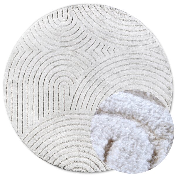 ELLE Decoration, Kusový koberec New York 106203 White kruh, 160x160 (průměr) kruh, bílá, chodba / předsíň