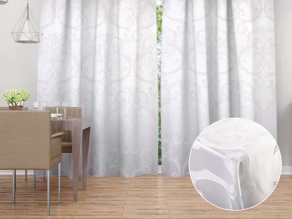 Biante Dekorační závěs Monako PM-125 Velký zámecký vzor bílý - šířka 140 cm 140x140 cm
