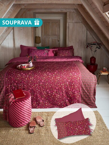 Set francouzského povlečení a dekoračních polštářků Flora Bangalore z Twillu