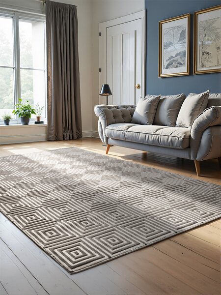 ELLE Decoration, Kusový koberec Perles 106185 White Grey z kolekce Elle, 120x170, šedá, ložnice