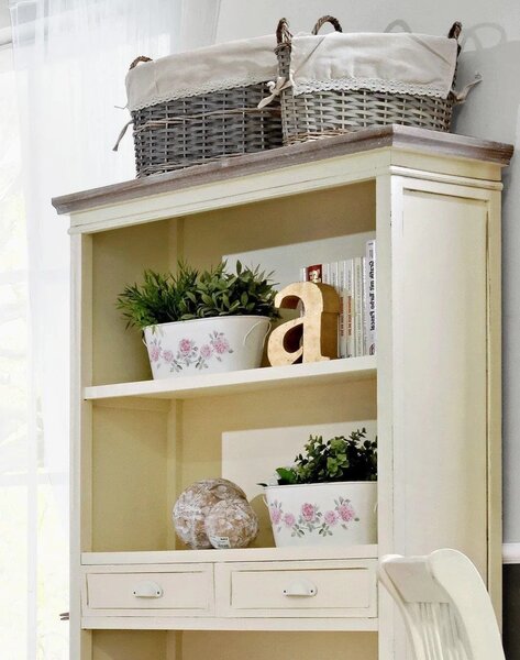 LivinHill Knihovna Rimini 90 cm krémová/hnědá